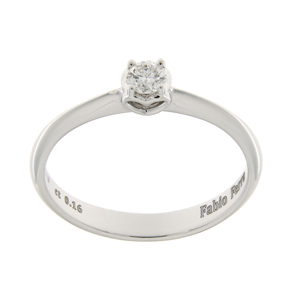 Fabio Ferro Heart White Gold Engagement Ring with 0.16 Carat Diamond