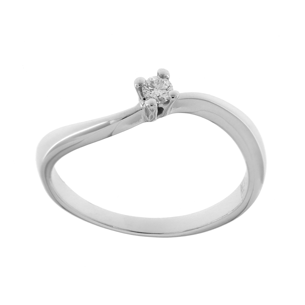 White Gold Engagement Ring With Solitaire Diamonds 0.08 Carat Valenza Jewelry