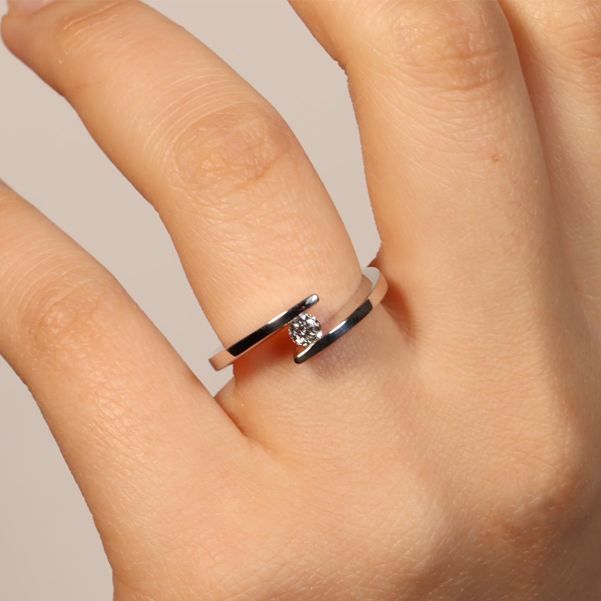 Fabio Ferro White Gold Engagement Ring with 0.17 Carat Brilliant Cut Diamond