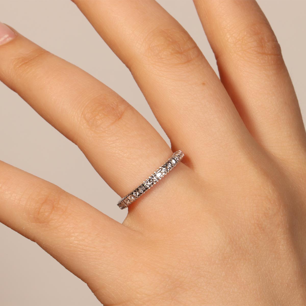 Fabio Ferro Eternity Wall Ring in White Gold and 0.43 Carat Diamonds