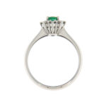 White Gold Ring With Oval Carat Emerald. 0.35 and Brilliant Cut Diamonds Carat 0.32 Handmade