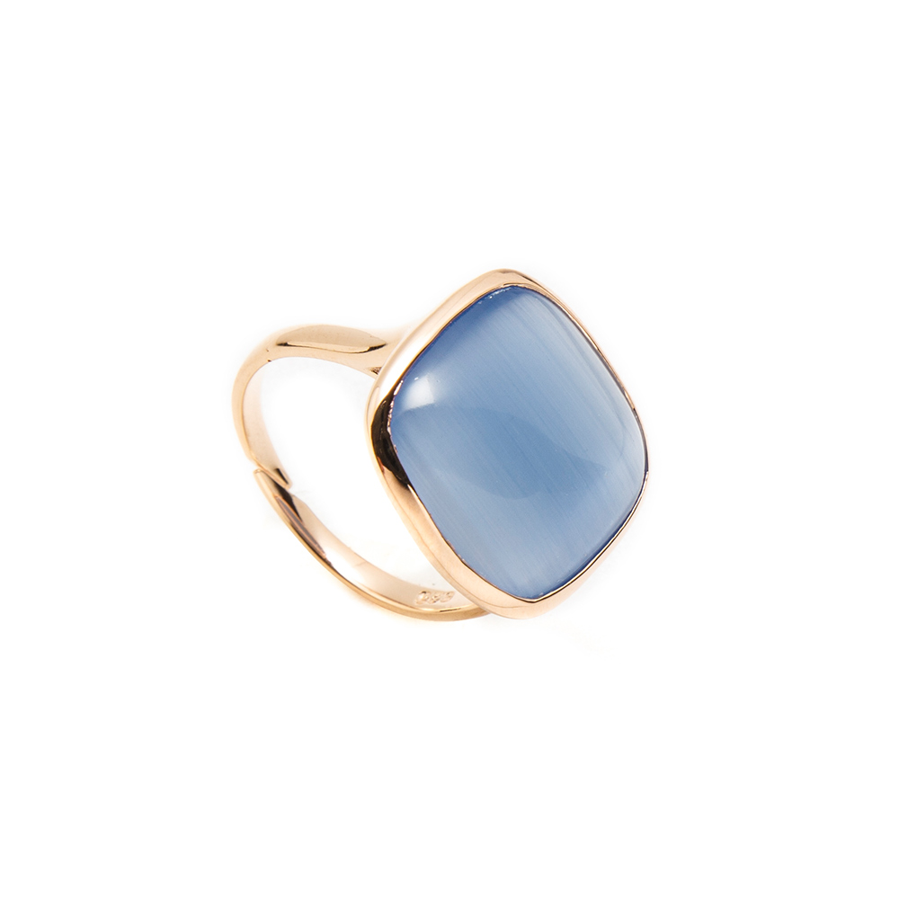 Madi Laguna Blu Ring with Single Celestial Quartz