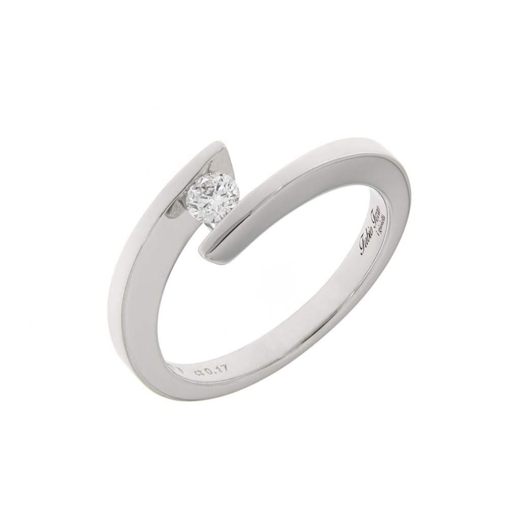 Fabio Ferro White Gold Engagement Ring with 0.17 Carat Brilliant Cut Diamond