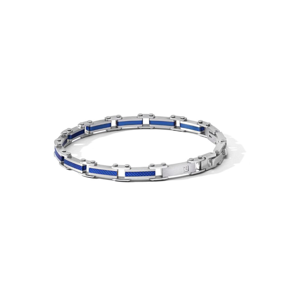 Bracciale ID Medico Donna Platino Con Zirconi Blu E Bianchi | Gioiello Di Sicurezza Per Emergenze | Regolabile