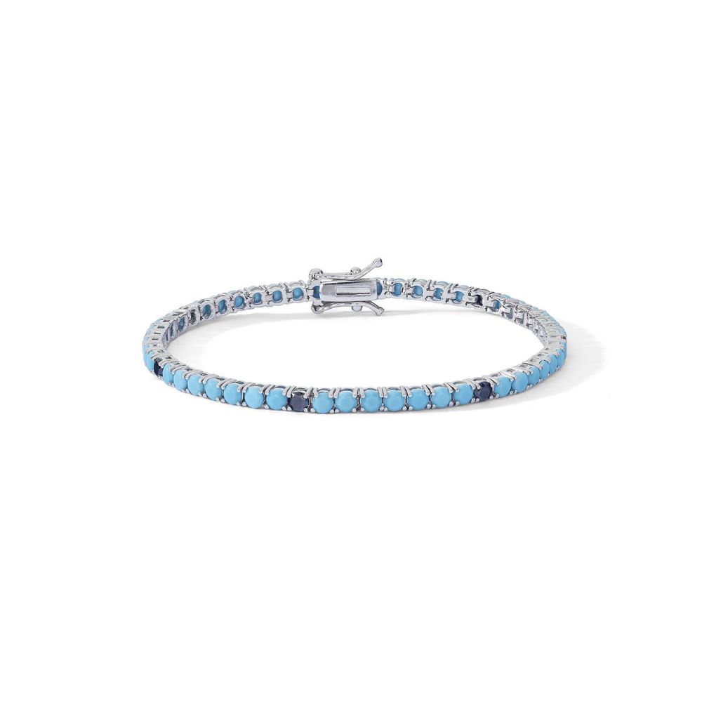 Bracciale A Polsino Regolabile In Argento Sterling Con Vera Pietra Turchese - Donna - Fatto A Mano