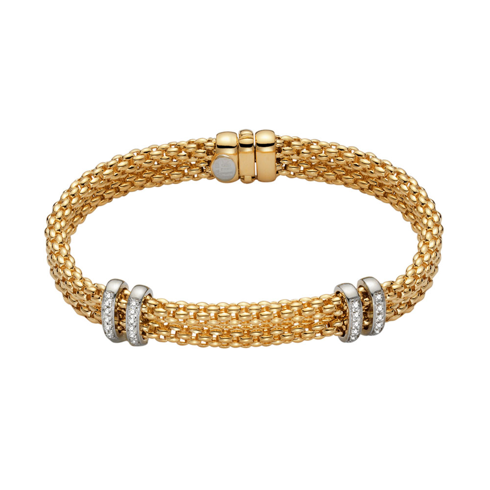 Fope Solo Collection Double Strand Bracelet in Rose Gold with Diamonds