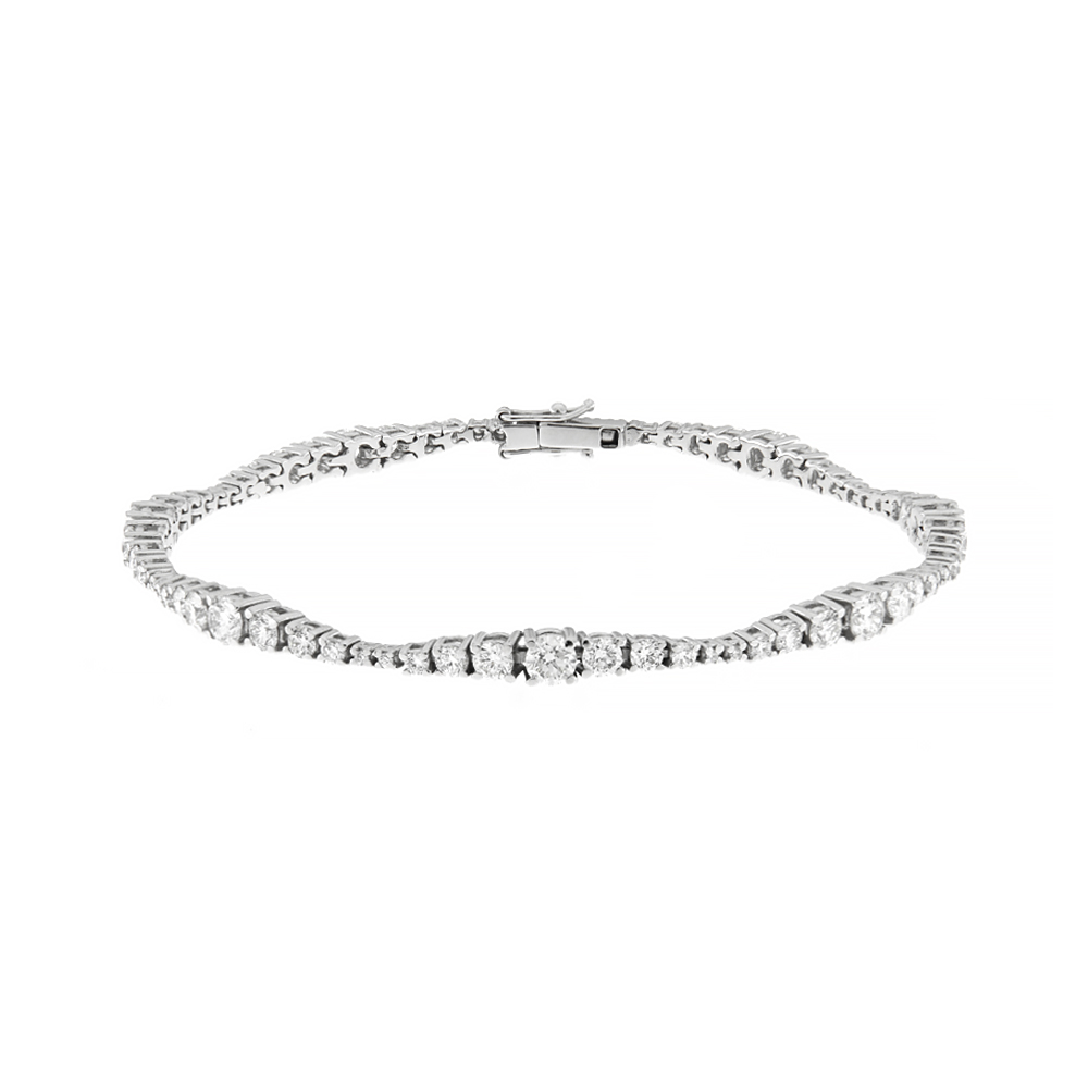 Bracciale Da Tennis A Onda Con Zirconia Cubica, Placcato Argento, Colori Simili A Pietre Di Nascita, Lunghezza 7 Pollici, Regalo Per Donna