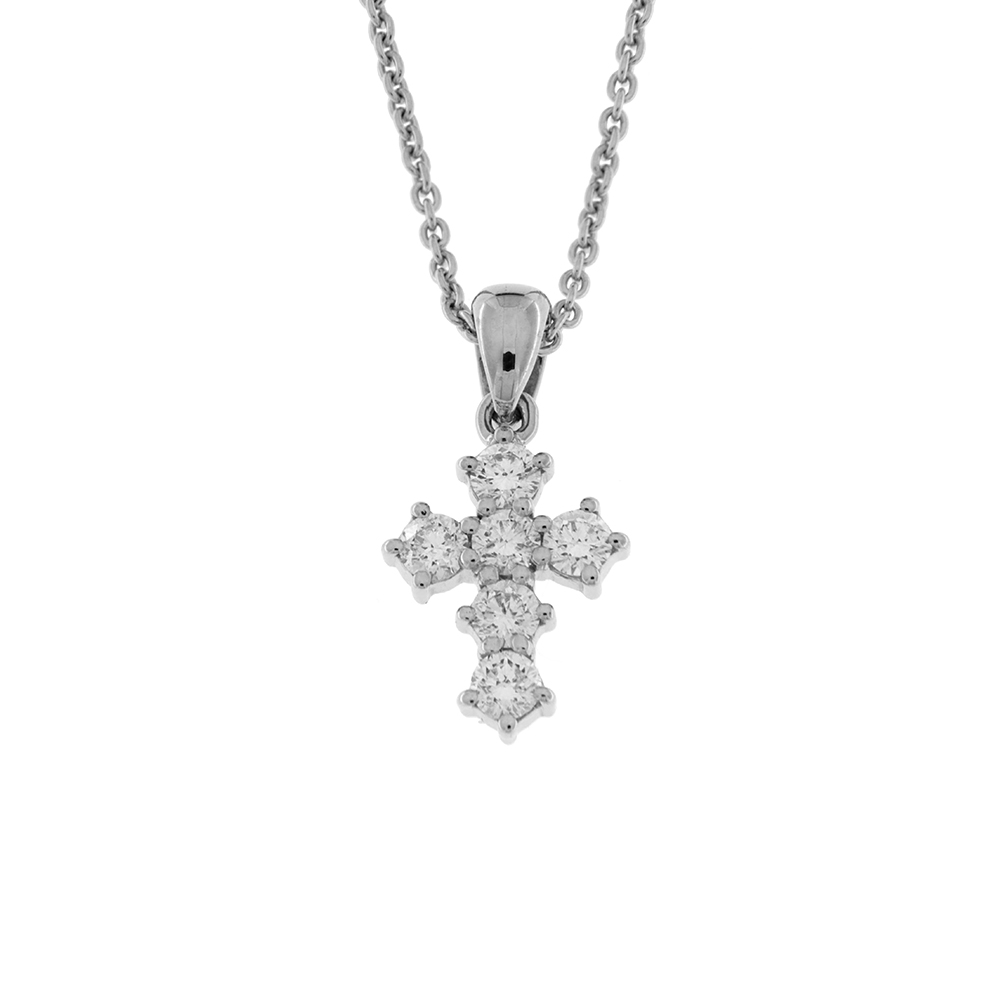 Fabio Ferro Large Cross Necklace in White Gold with Diamonds
