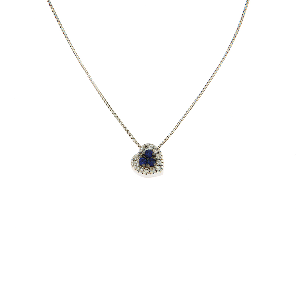 Bliss Heart of Sapphires Necklace in White Gold with Diamonds