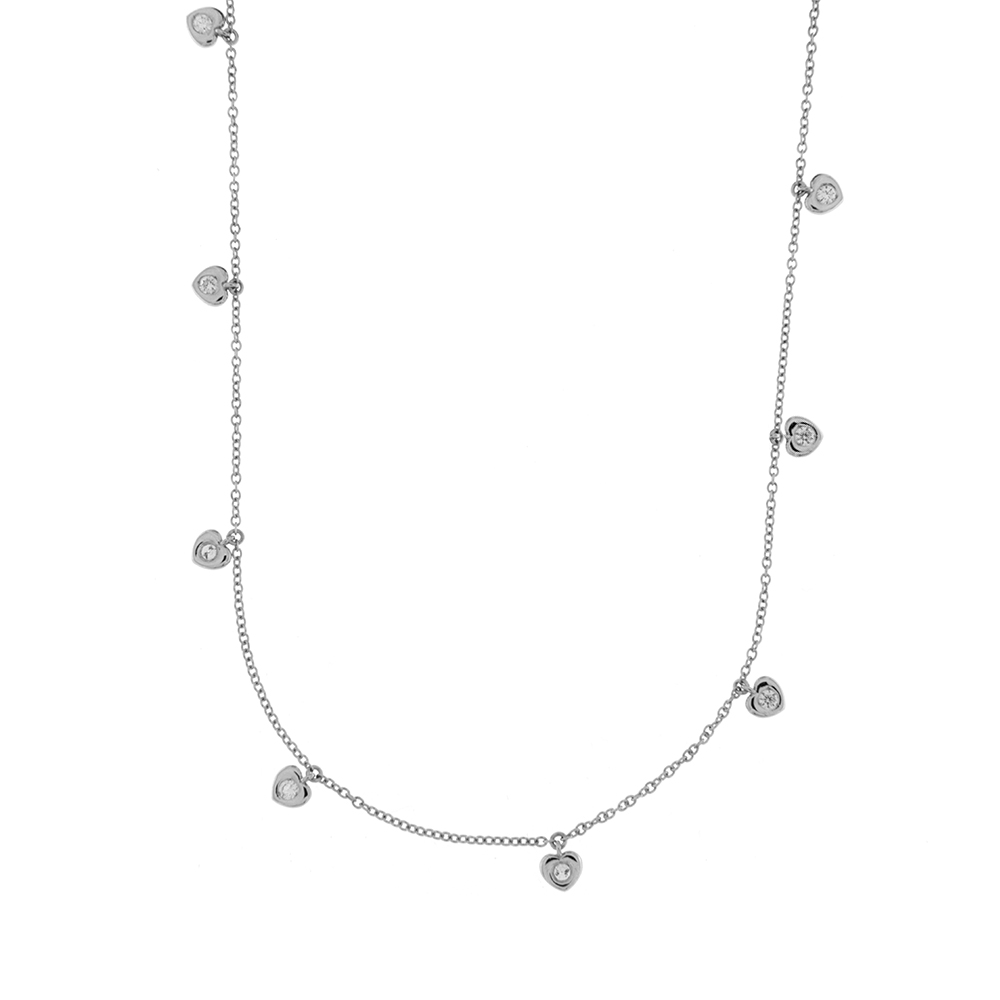 Fabio Ferro Style Tiffany Hearts with Diamonds Necklace in White Gold