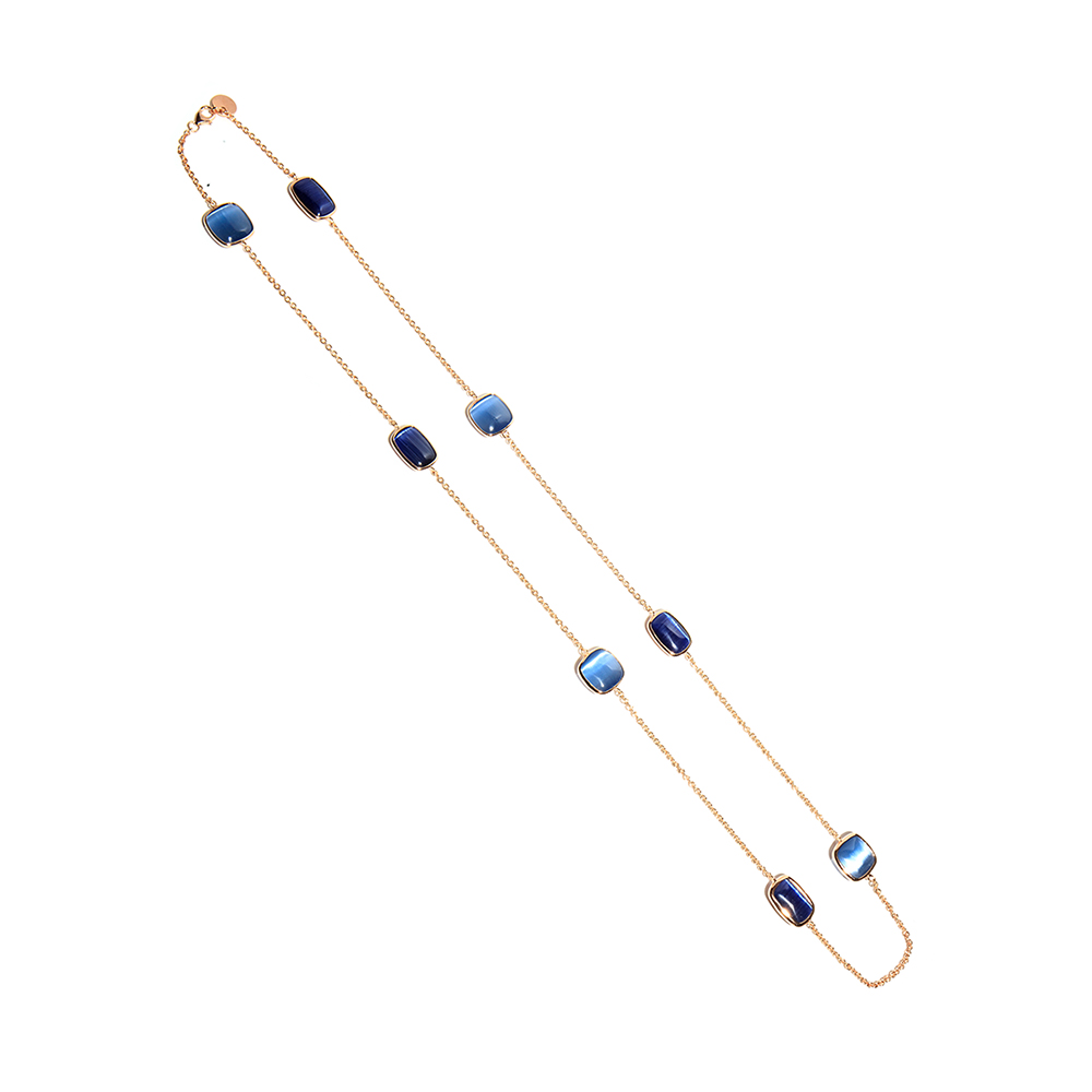 Madi Laguna Blue Necklace with Eight Dark Blue Stones