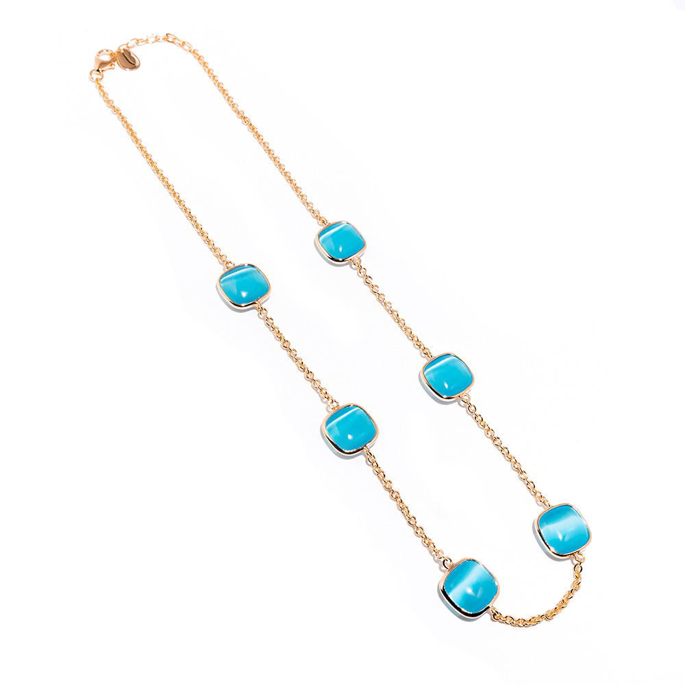 Madi Laguna Mono Necklace with Six Blue Quartz
