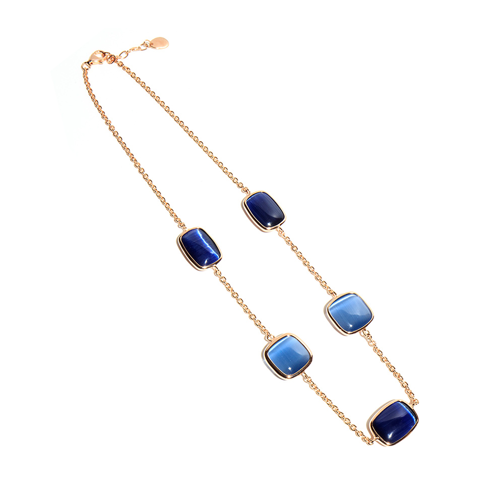 Collana Madi Laguna Blu con Quarzi Idrotermali Blu Scuro