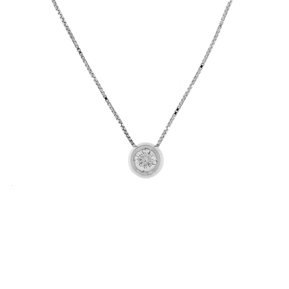 White Gold Necklace With 0.15 Carat Diamond Point Of Light