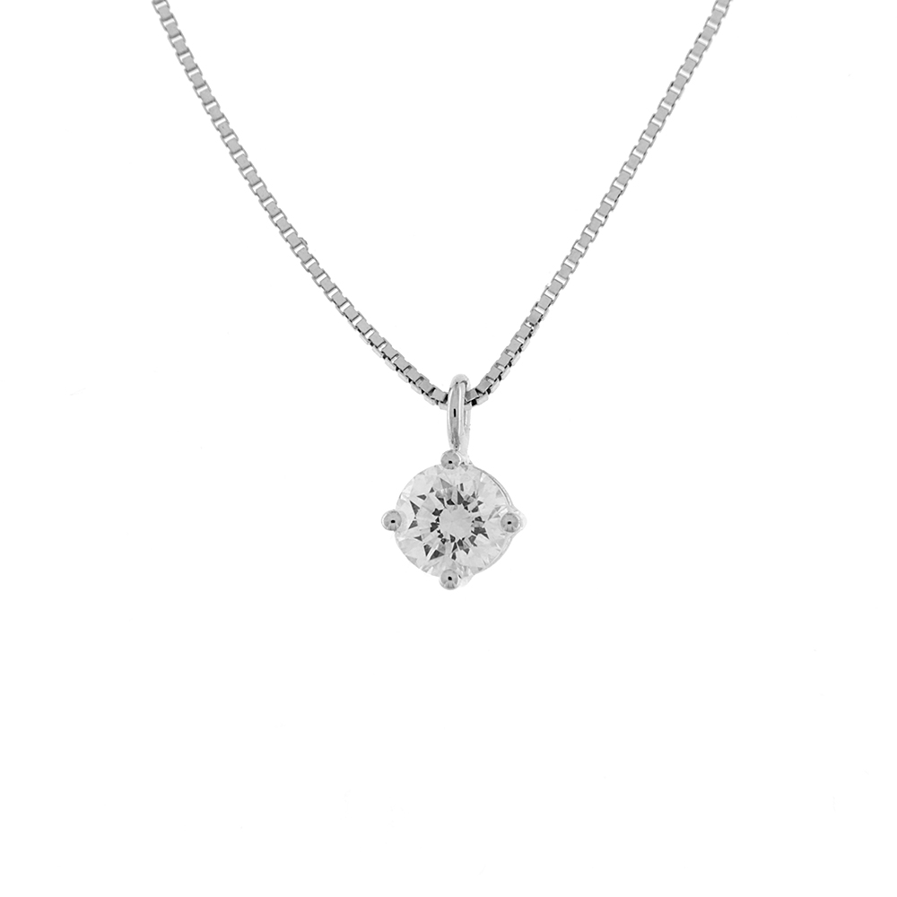 Fabio Iron Wire Point Light Necklace in White Gold with 0.25 Carat Diamond