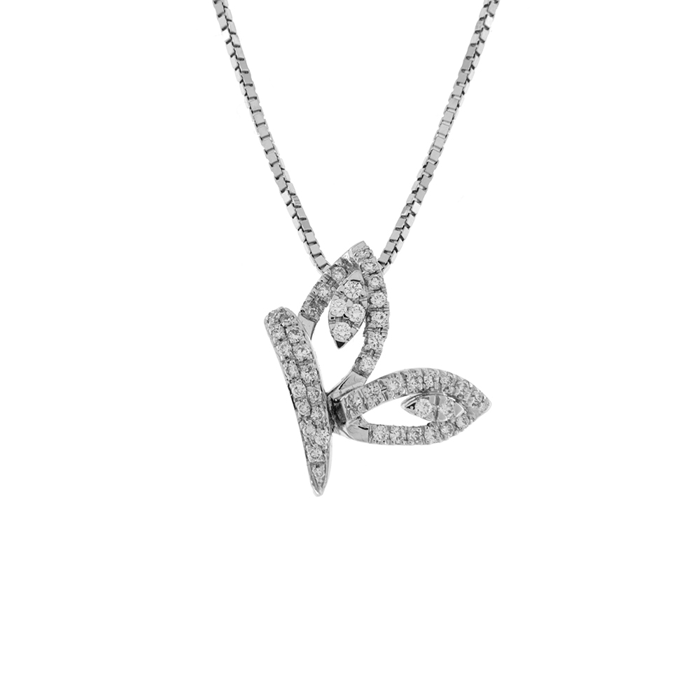 Fabio Ferro Butterfly Necklace in White Gold with Diamonds