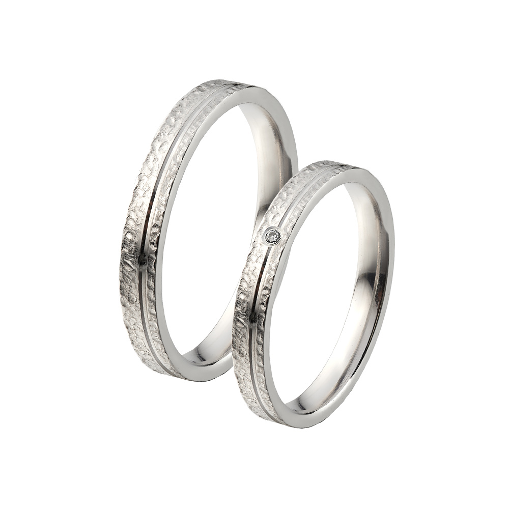 Pair Fabio Iron Double Wedding Rings in Yellow and White Gold 4 mm