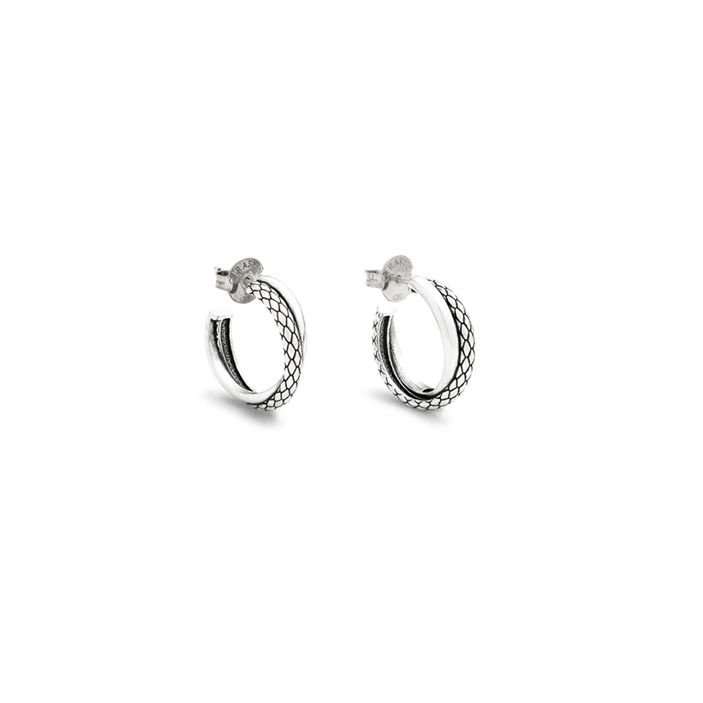Orecchini a cerchio con decorazione bali cerchietto in argento 925% con