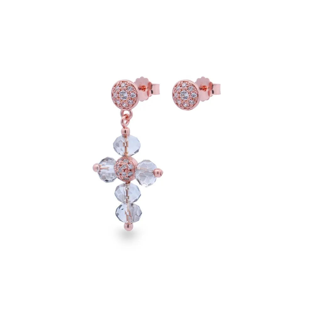 Rue des Mille Earrings Cross and Lobe Smoked Gray