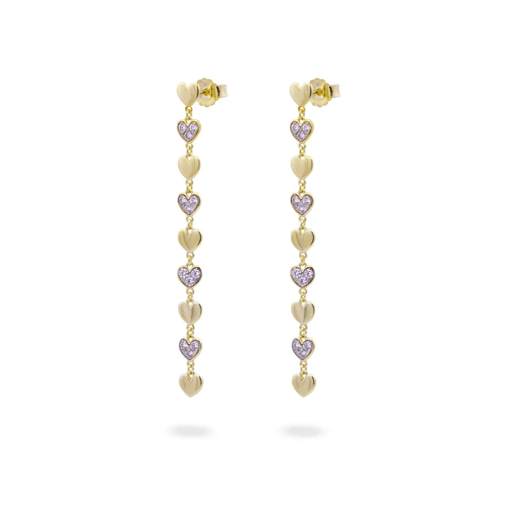 Rue des Mille Stardust Ten Earrings with Alternating Smooth Hearts