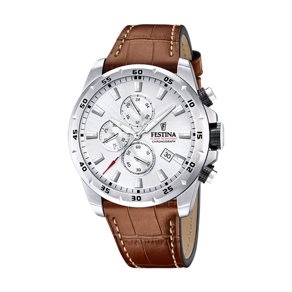 Festina Orologio Uomo Cronografo F20692/1 - Acciaio E Pelle - 10 Bar