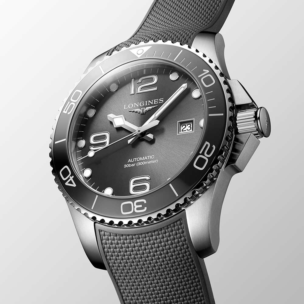 Longines Hydroconquest Grey Automatic Watch 41mm Rubber Strap