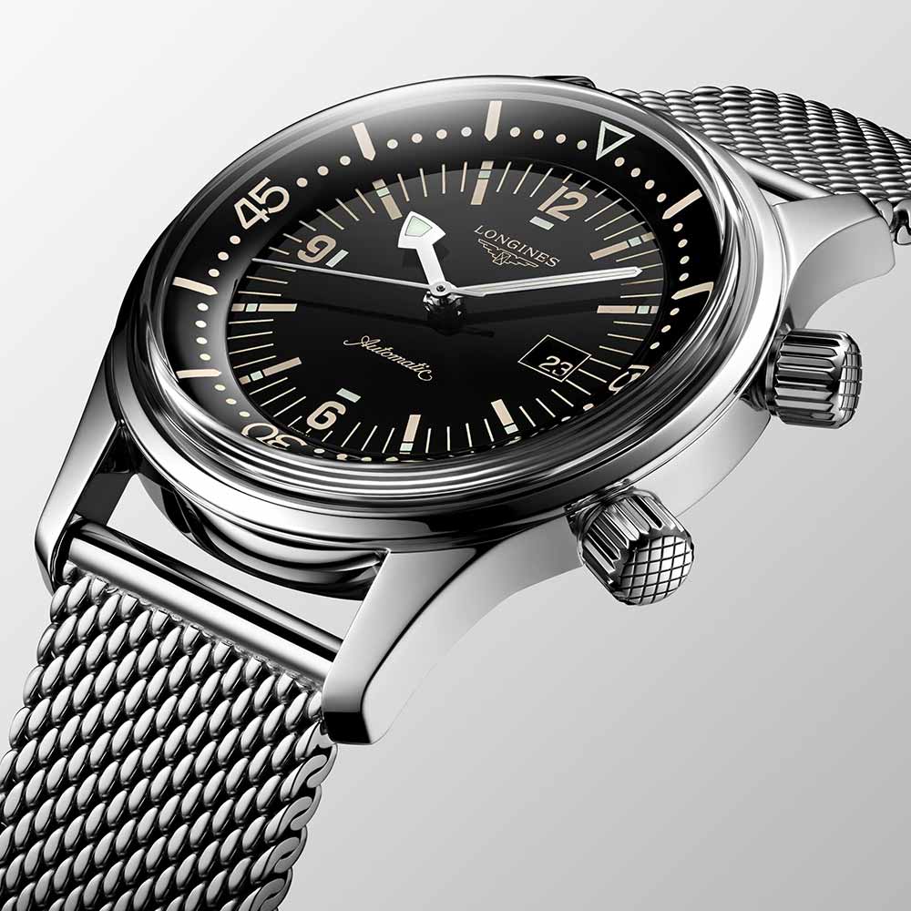 Longines Legend Diver Automatic Black Mesh Milan 36mm Watch