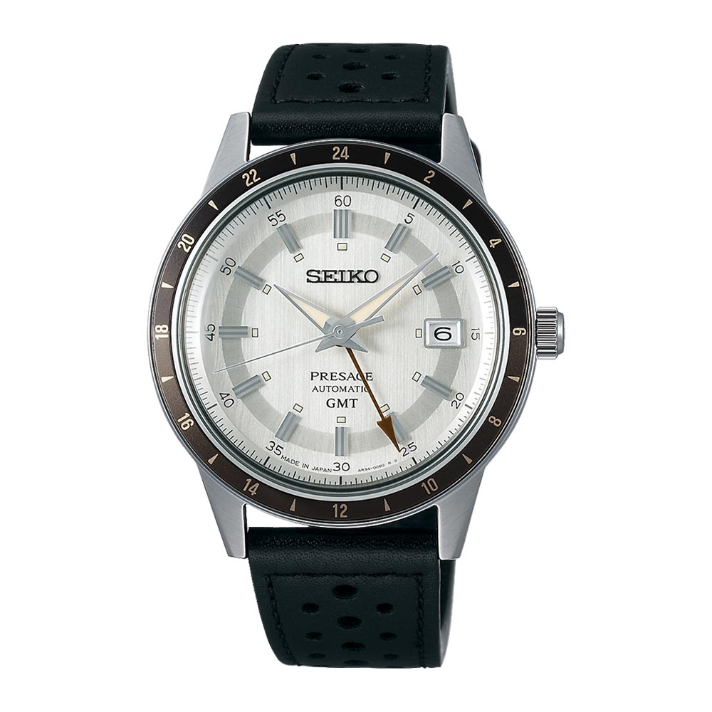 Orologio Seiko Presage GMT Bianco Pelle 40,8 mm SSK011J1