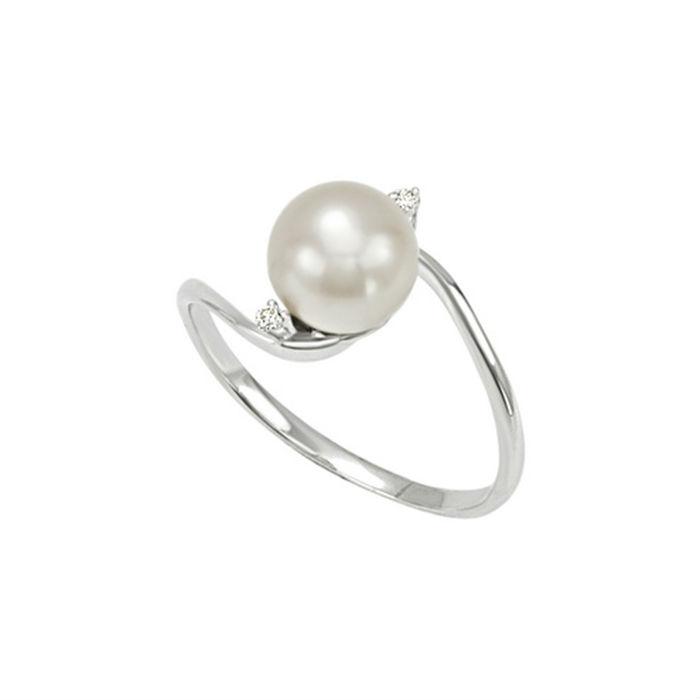 Women's Ring Bliss Jewelry In White Gold With Cultured Pearl And Diamonds Mademoiselle Collection