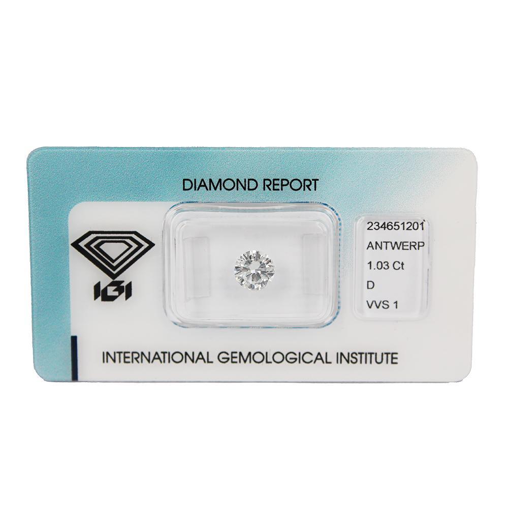 Investment Diamond in Blister Pack with IGI Certificate Brilliant Cut Carats 1.03 D VVS 1