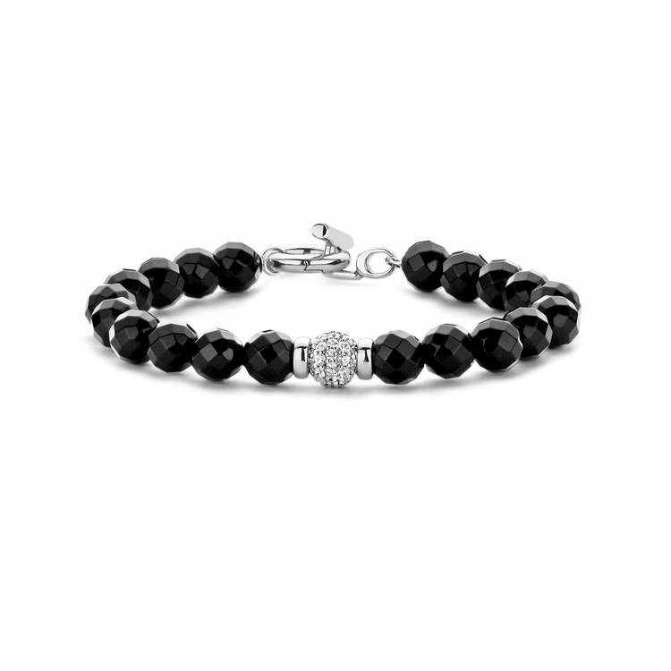 Ti Sento Milano bracelet in silver and black faceted onyx