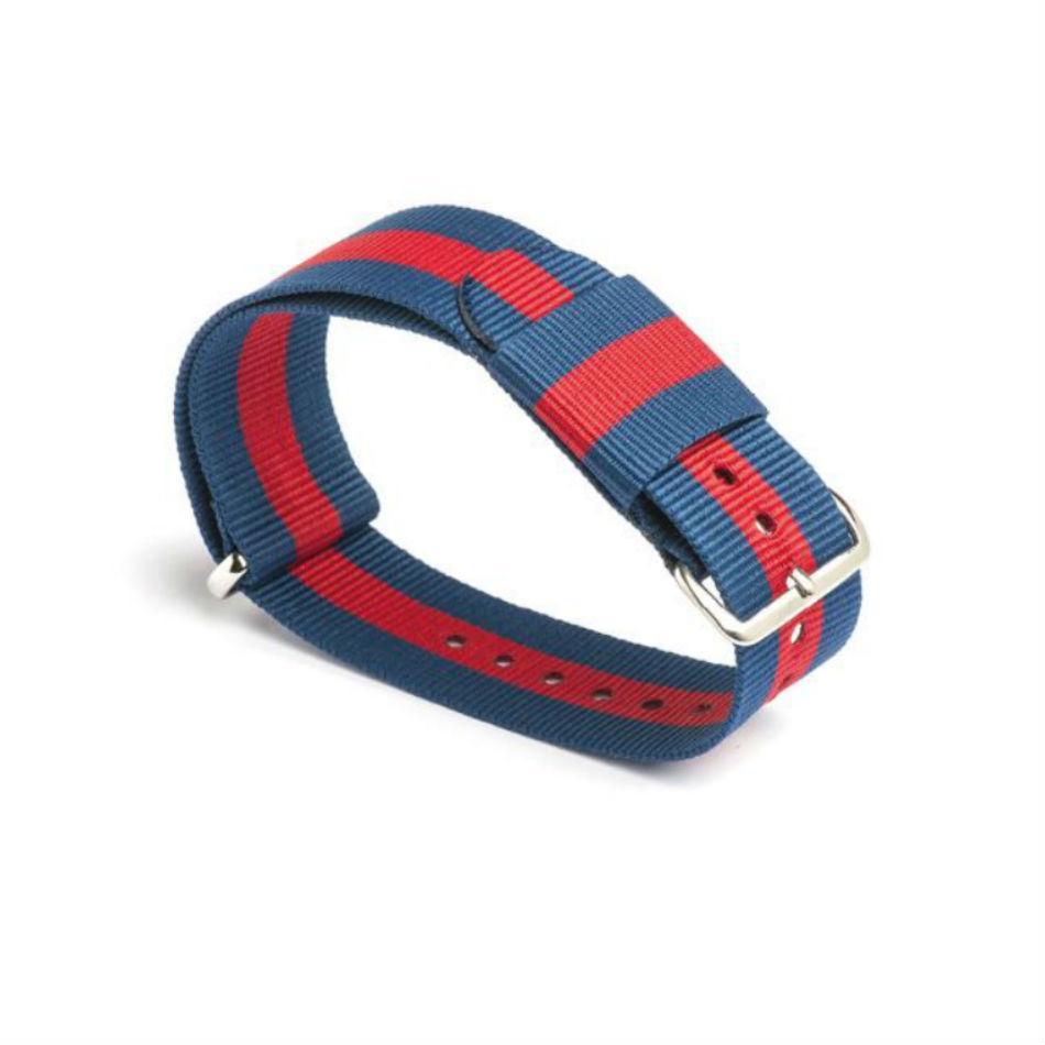 Blue and Red NATO Type Nylon Strap with 20mm Pin Buckle