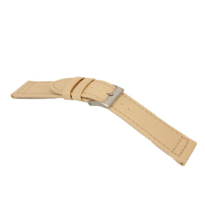 Beige Leather and Canvas Strap Loop Width 20 MM