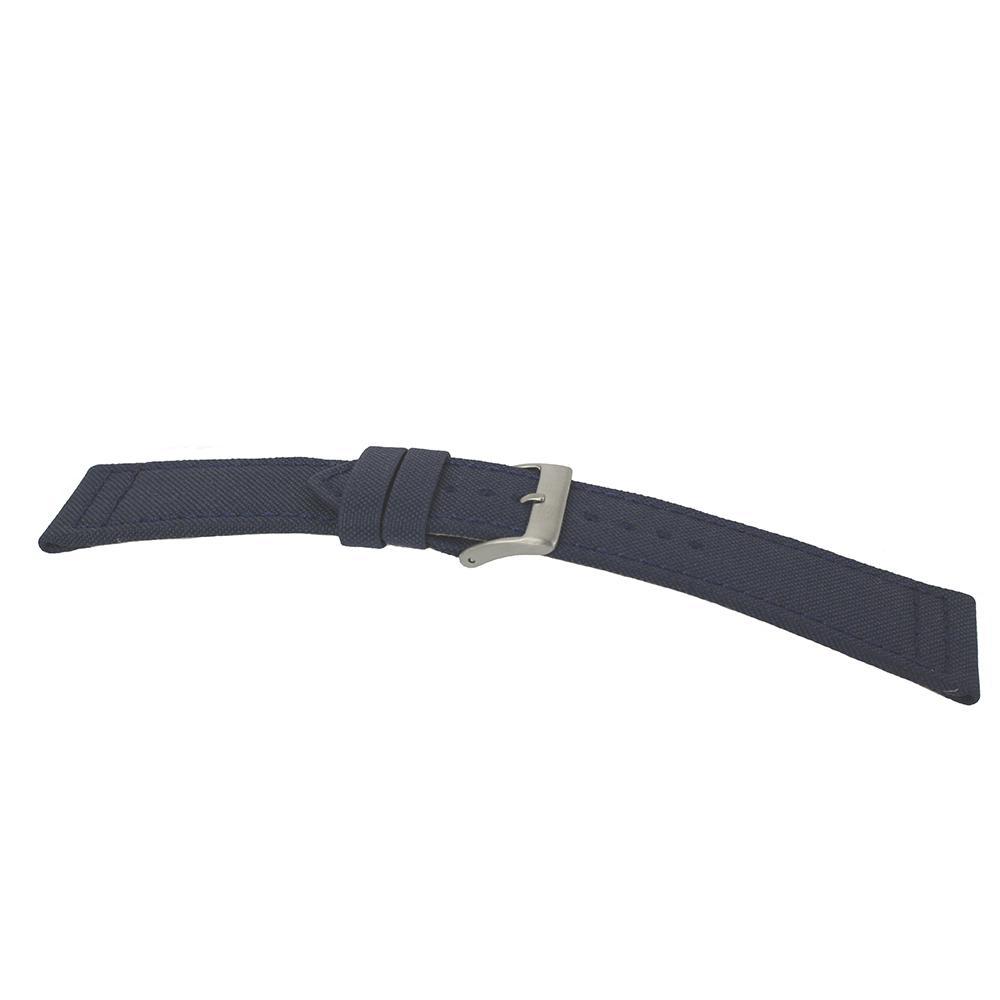 Watch Strap In Leather and Canvas Color Avio Blue Loop Width MM. 20