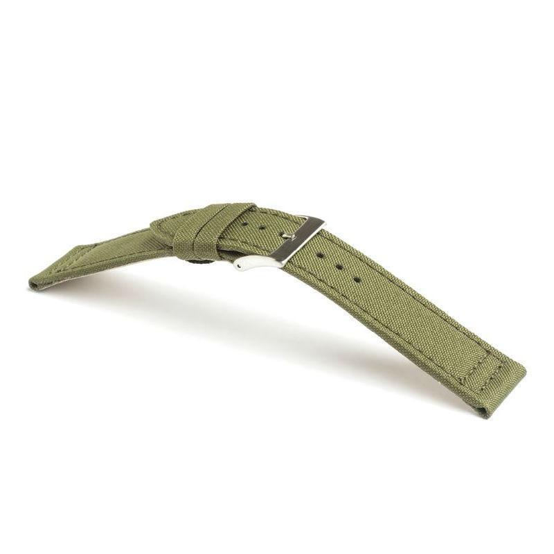Leather and Canvas Strap in Military Green Color