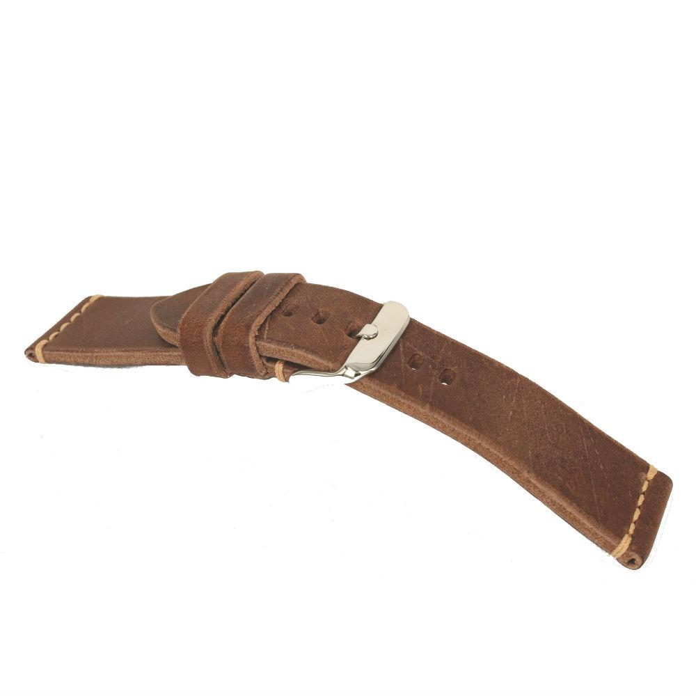 Brown Vintage Italian Leather Strap Loop Width 22 MM