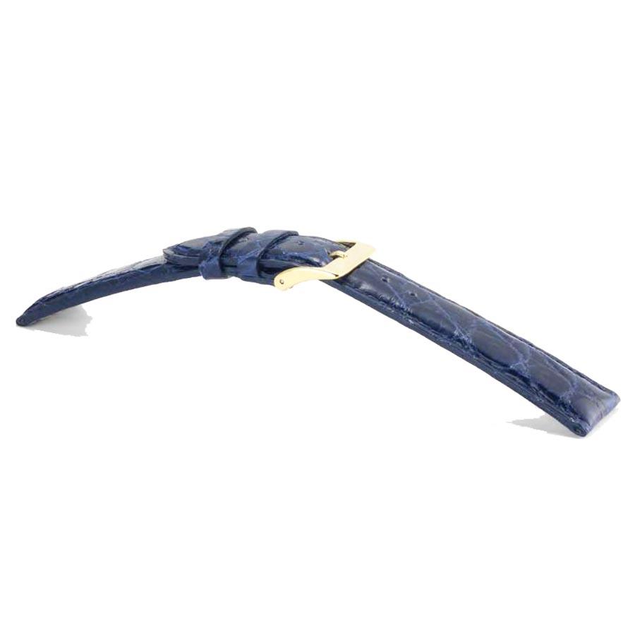 Half-padded strap in blue crocodile leather. 16