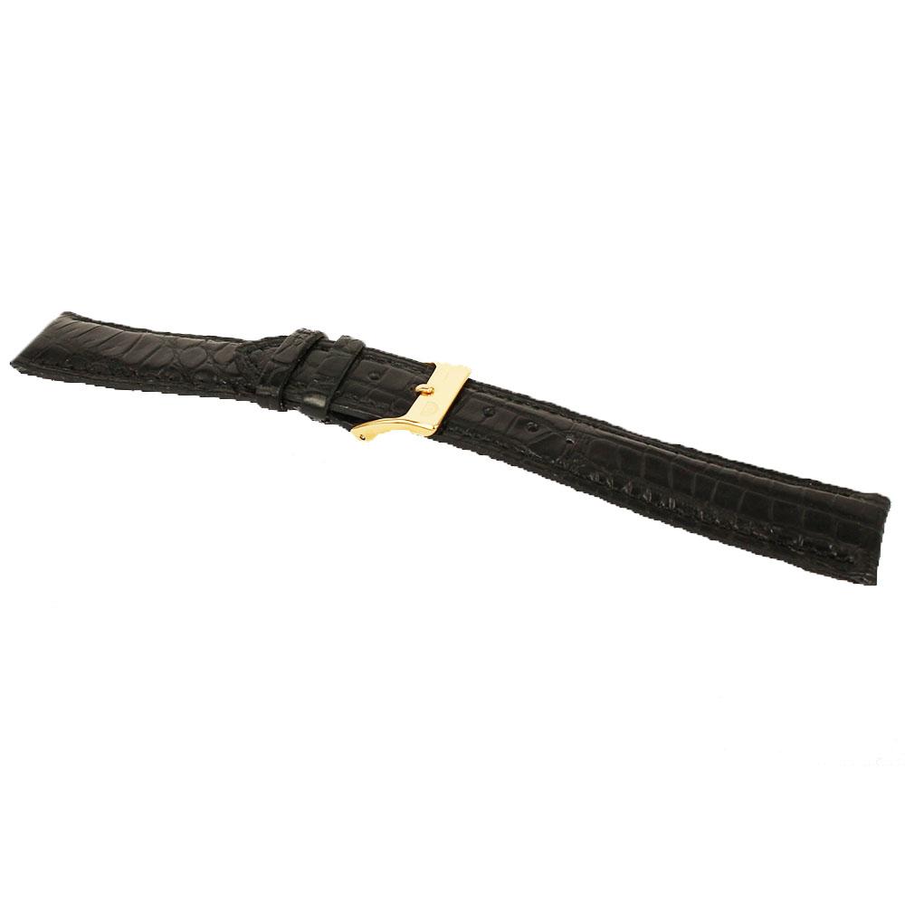 Semi-Padded Strap in Crocodile Leather Black Color 18mm Bight Width