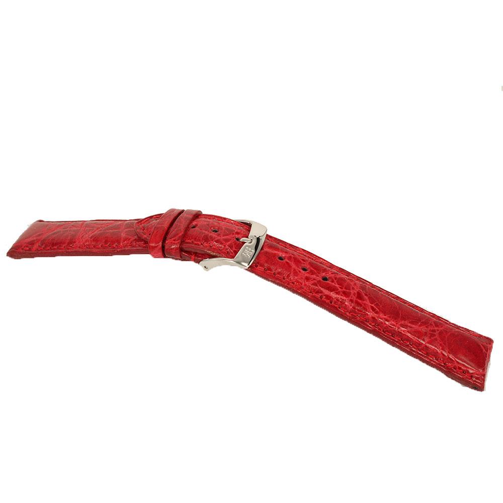 Half-padded strap in red crocodile leather