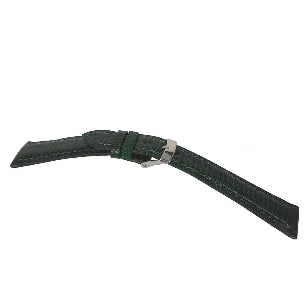 Watch Strap Semi-padded In Lizard Leather Green Color Loop Width MM. 18