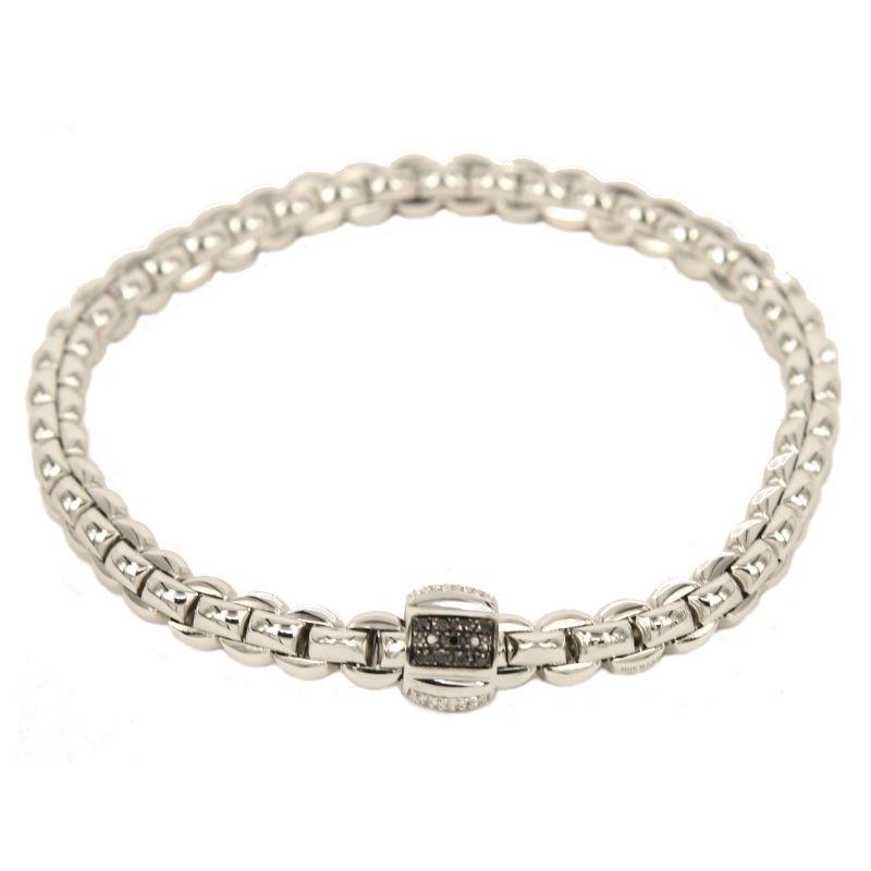 Fope Unisex Bracelet Flex'It Olly Collection In White Gold With Diamonds