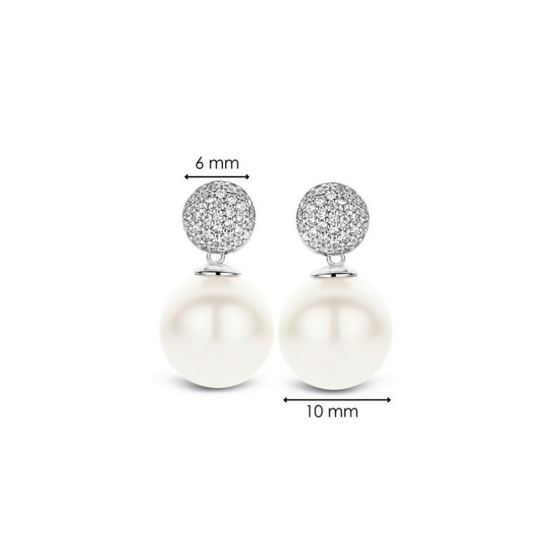 Ti Sento Milano 925 Sterling Silver Women's Drop Earrings With White Pearl mm.10