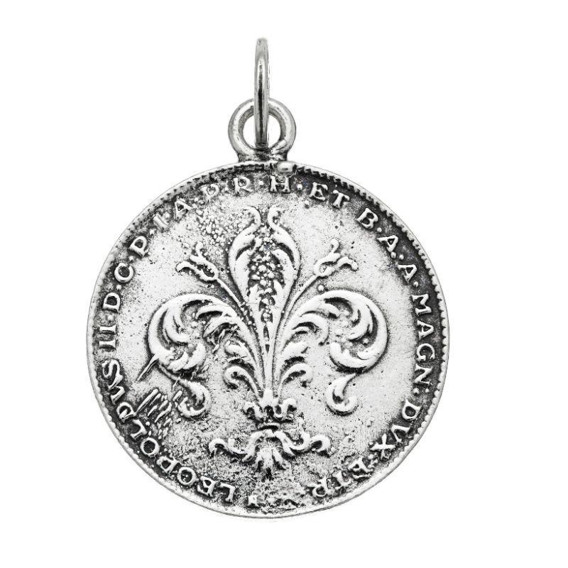 Giovanni Raspini Charm Coin With Lily Of Florence In 925 Sterling Silver