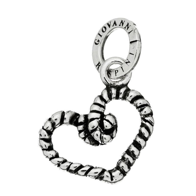 Giovanni Raspini Heart Rope Charm In 925 Sterling Silver