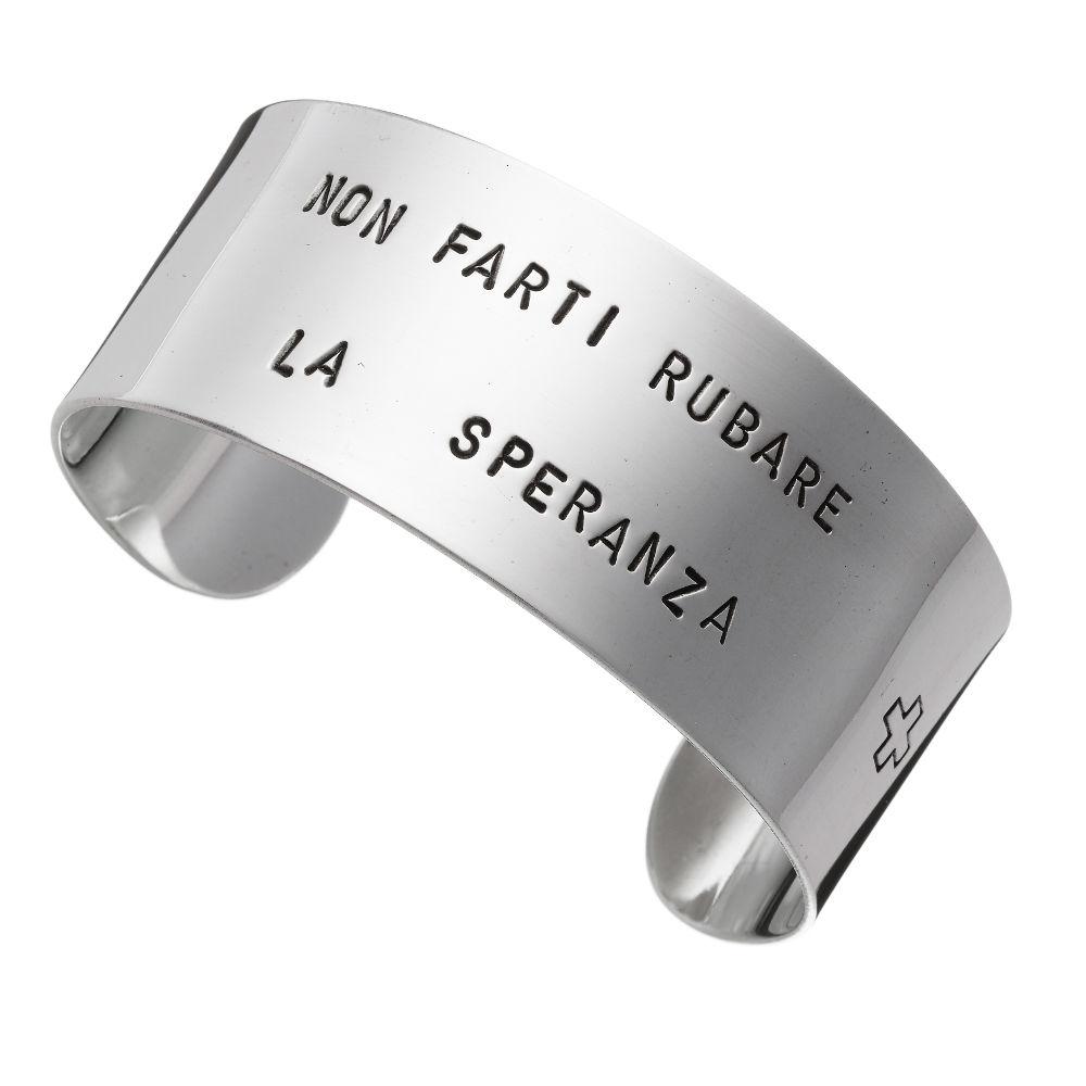 Tattoo Bangle Maxi Bracelet In 925 Sterling Silver - Don't Let Me Steal Your Hope - Giovanni Raspini