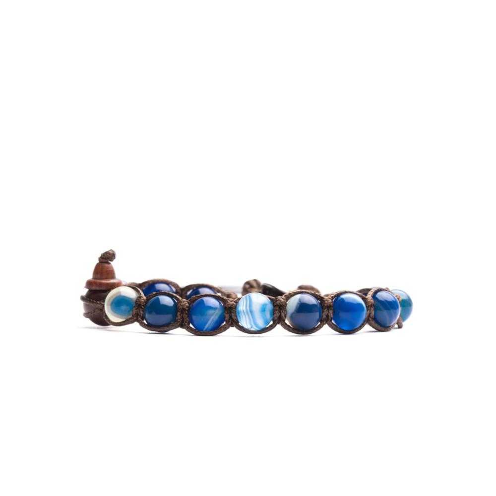 Original Tibetan Tamashii Bracelet With Striated Blue Agate