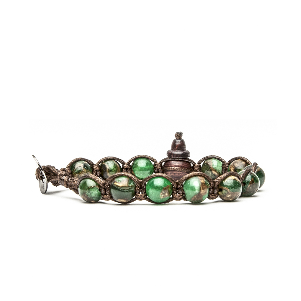 Original Tibetan Green Mosaic Quartz Tamashii Bracelet