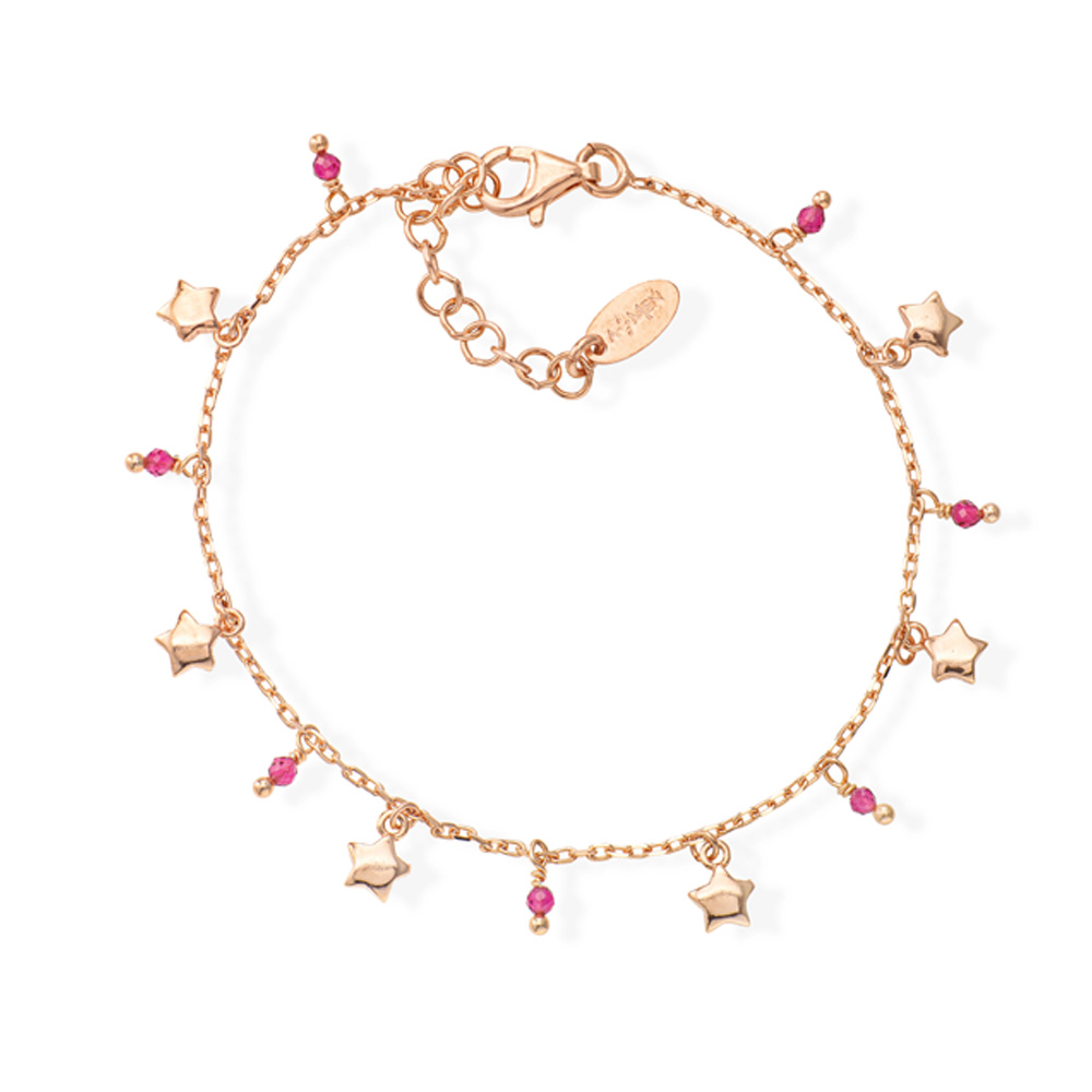 Amen Stars and Crystals Bracelet in Rose Gold Plated Silver