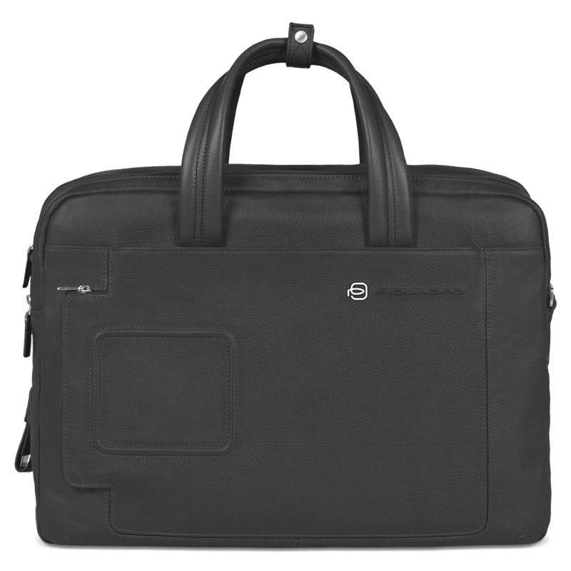 Piquadro Bag With Two Handles In Black Vibe Leather