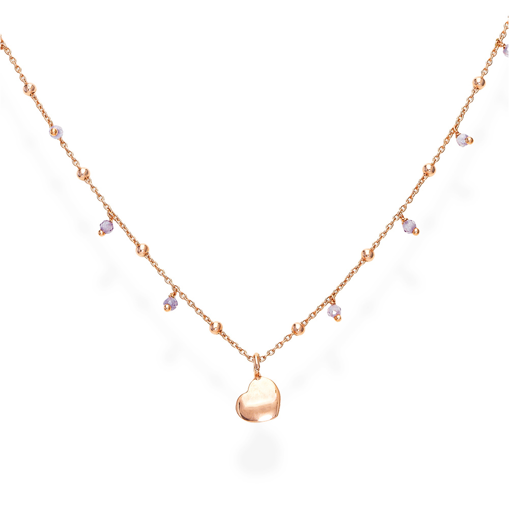 Amen Heart Necklace in Rose Gold Plated Silver and Bowl